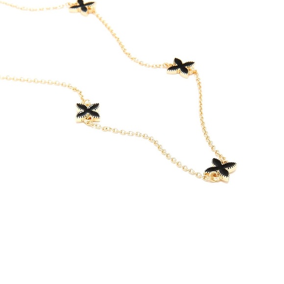 Reitmans Jewelry - Gold and Black Flower Charm Necklace